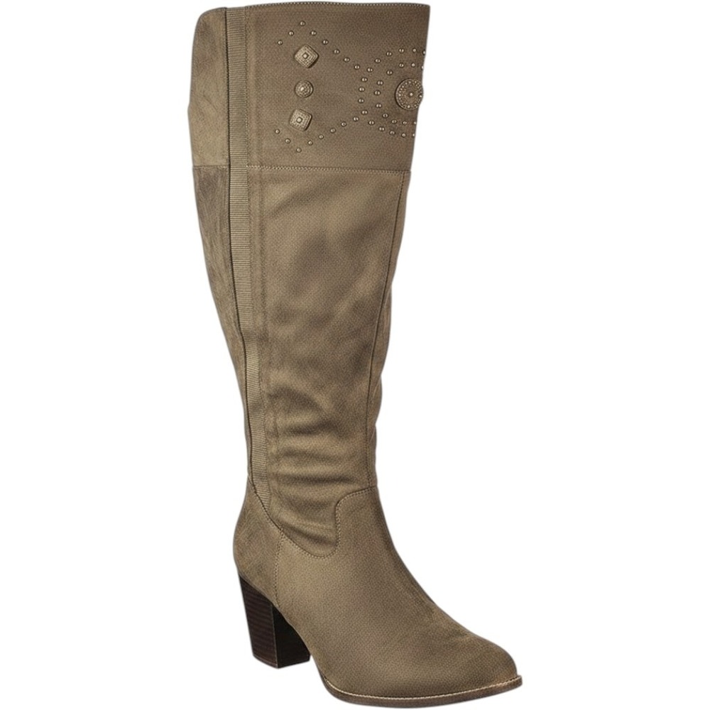 Cloudwalkers Avenue Boots Womens Size 10W‎ Green Faux Suede Western Knee High